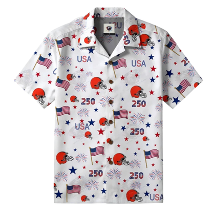 LIMITED EDITION - NEW CUSTOMIZED NFL29 CLB CLEVELAND BROWNS PATRIOTIC 250 USA HAWAIIAN SHIRT