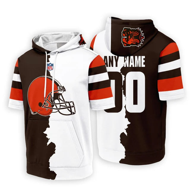 LIMITED EDITION - NEW CUSTOMIZED NFL29 CLB CLEVELAND BROWNS SHORT SLEEVE HOODIE T-SHIRT