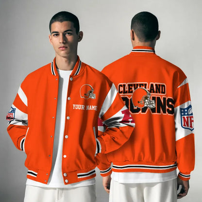 [HOT DEAL] NEW CUSTOMIZED NFL29 CLB CLEVELAND BROWNS SATIN VARSITY & BASEBALL JACKET