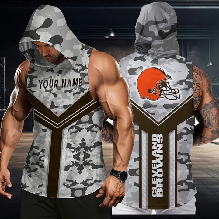 LIMITED EDITION - NEW CUSTOMIZED NFL29 CLB CLEVELAND BROWNS HOODED TANK TOP