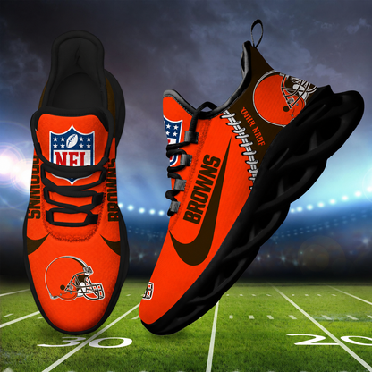 LIMITED EDITION - NEW CUSTOMIZED NFL29 CLB CLEVELAND BROWNS UNISEX MAX SOUL SHOES