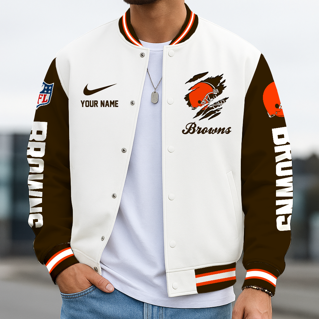 LIMITED EDITION - NEW CUSTOMIZED NFL29 CLB CLEVELAND BROWNS BASEBALL JACKET