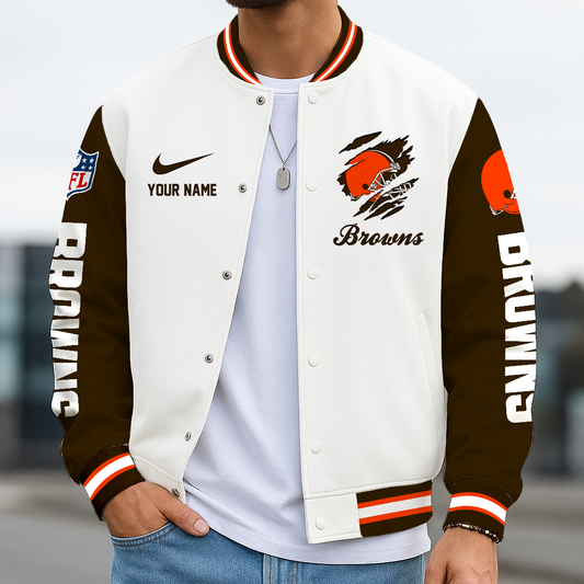 LIMITED EDITION - NEW CUSTOMIZED NFL29 CLB CLEVELAND BROWNS BASEBALL JACKET