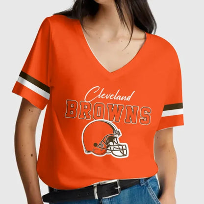 LIMITED EDITION - NEW CUSTOMIZED NFL29 CLB CLEVELAND BROWNS V-NECK FEMALE SHIRT