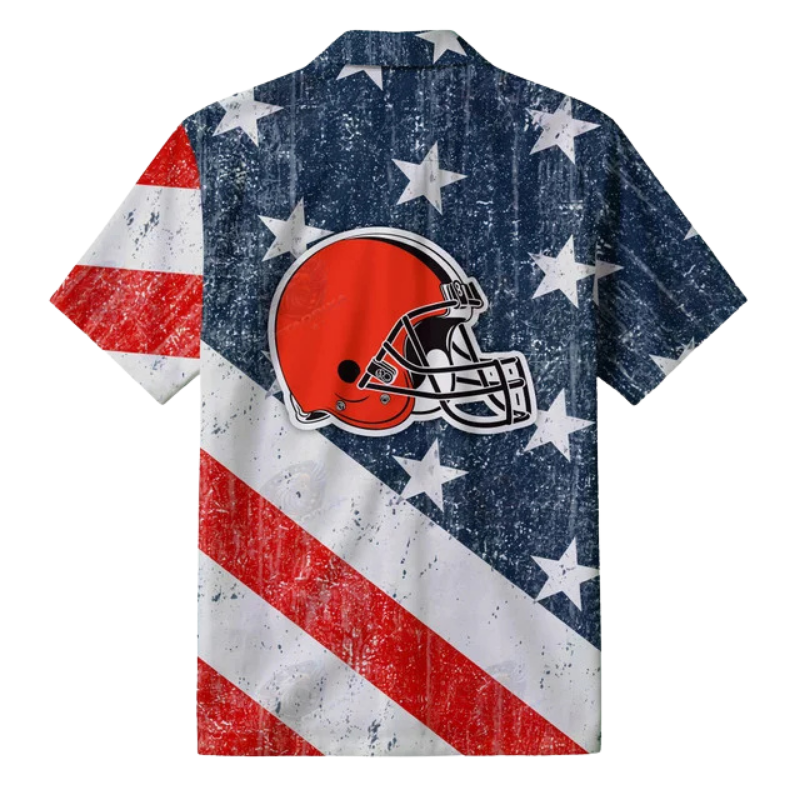 LIMITED EDITION - NEW CUSTOMIZED NFL29 CLB CLEVELAND BROWNS PATRIOTIC 250 USA HAWAIIAN SHIRT