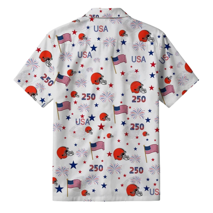 LIMITED EDITION - NEW CUSTOMIZED NFL29 CLB CLEVELAND BROWNS PATRIOTIC 250 USA HAWAIIAN SHIRT