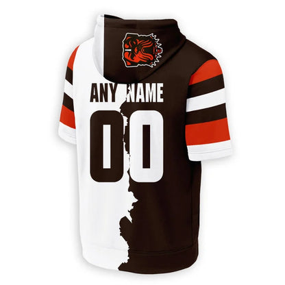 LIMITED EDITION - NEW CUSTOMIZED NFL29 CLB CLEVELAND BROWNS SHORT SLEEVE HOODIE T-SHIRT