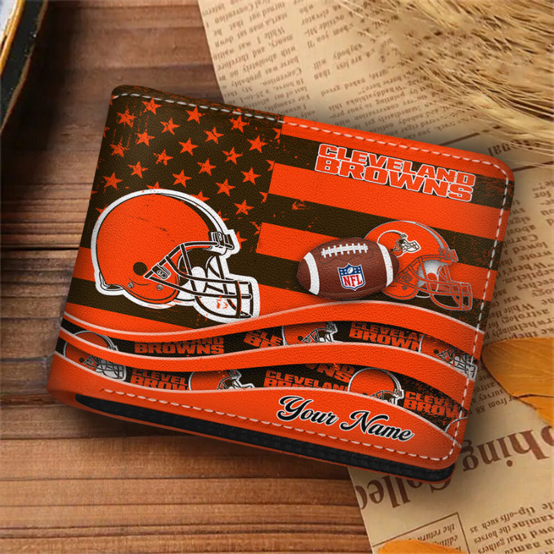 [SPECIAL OFFER] NEW CUSTOMIZED NFL29 CLB CLEVELAND BROWNS LEATHER WALLET