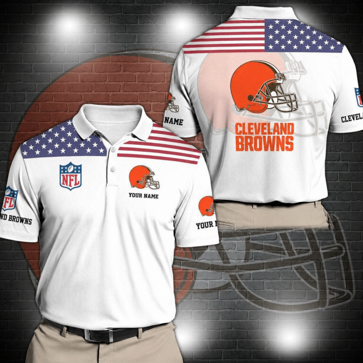 LIMITED EDITION - NEW CUSTOMIZED NFL29 CLB CLEVELAND BROWNS POLO SHIRT