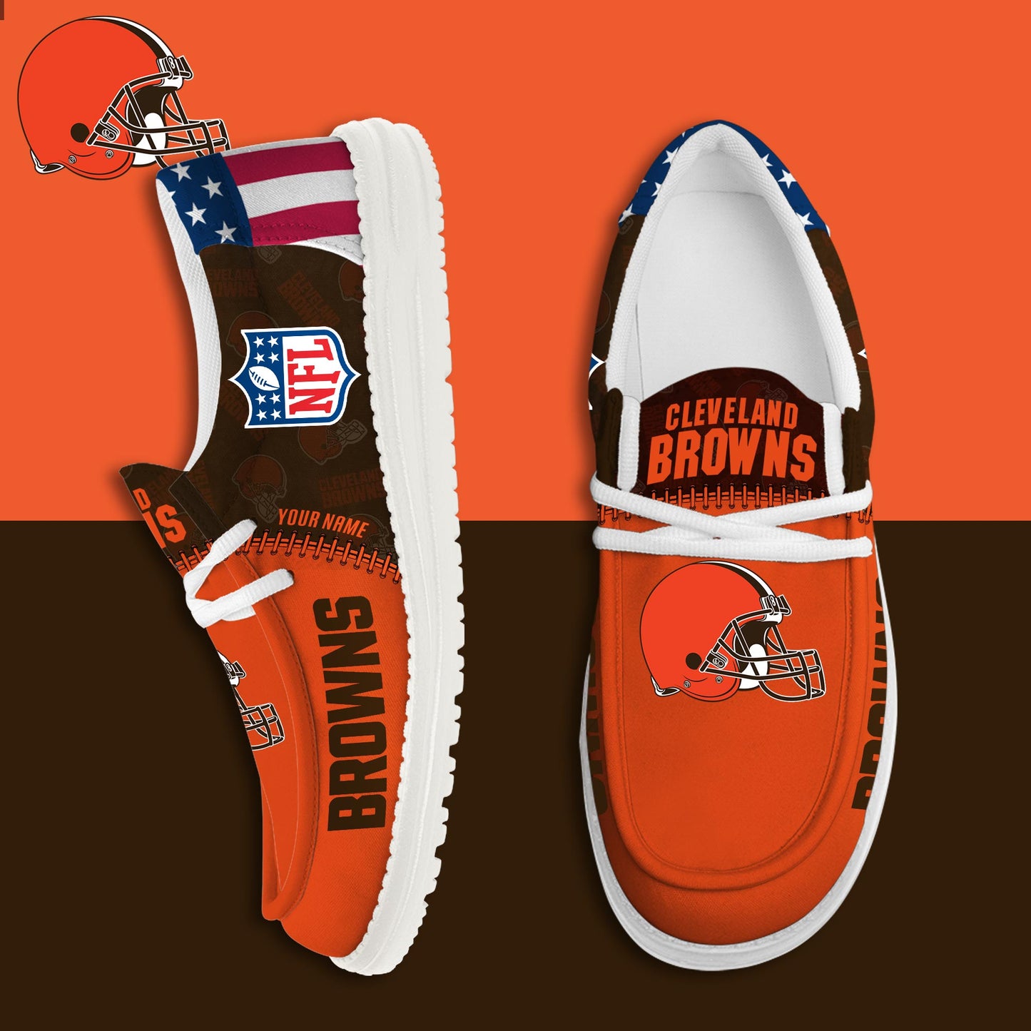 LIMITED EDITION - NEW CUSTOMIZED NFL29 CLB CLEVELAND BROWNS LOAFER SHOES