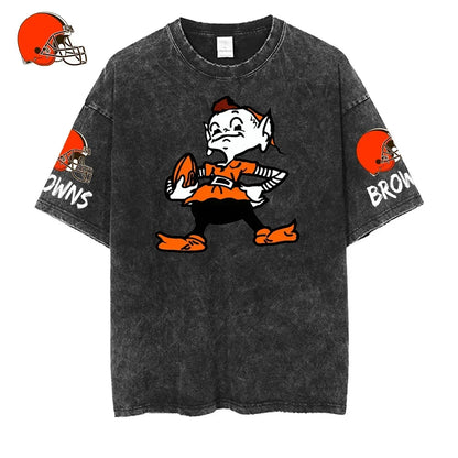 [SPECIAL OFFER] NEW CUSTOMIZED NFL29 CLB CLEVELAND BROWNS MULTICOLOR WASHED TEE