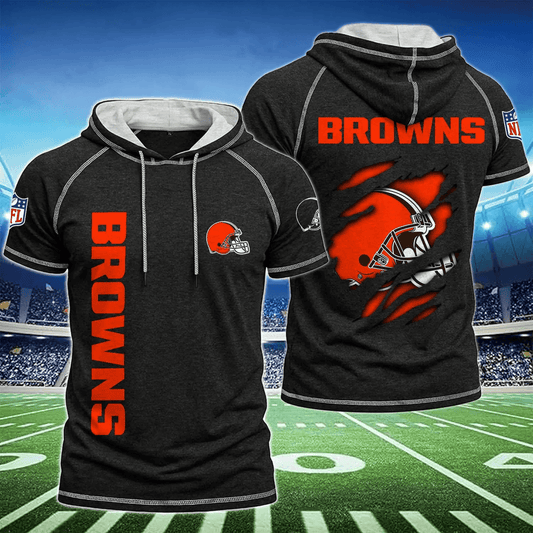 [SPECIAL OFFER] NEW CUSTOMIZED NFL29 CLB CLEVELAND BROWNS SHORT SLEEVE HOODIE