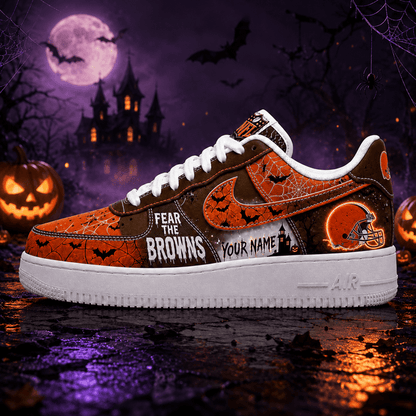 [SPECIAL OFFER] NEW CUSTOMIZED NFL29 CLB CLEVELAND BROWNS HALLOWEEN AF1 SHOES