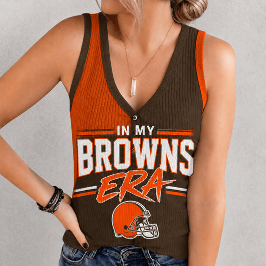 [SPECIAL OFFER] NEW CUSTOMIZED NFL29 CLB CLEVELAND BROWNS WOMEN'S V-NECK TANK TOP