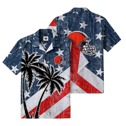 LIMITED EDITION - NEW CUSTOMIZED NFL29 CLB CLEVELAND BROWNS PATRIOTIC 250 USA HAWAIIAN SHIRT