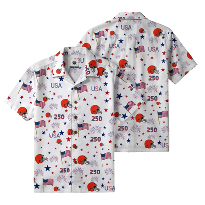 LIMITED EDITION - NEW CUSTOMIZED NFL29 CLB CLEVELAND BROWNS PATRIOTIC 250 USA HAWAIIAN SHIRT