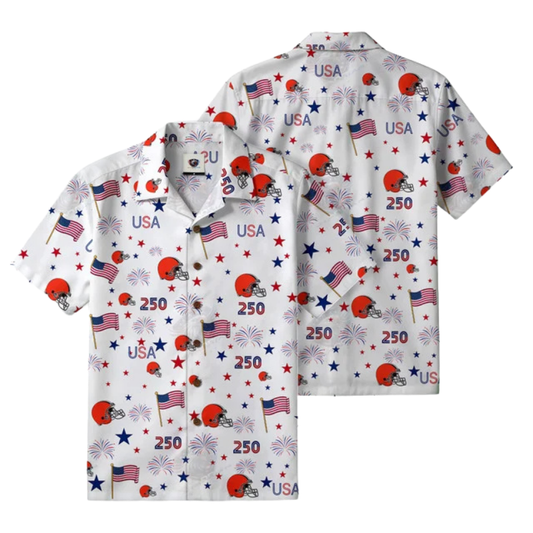 LIMITED EDITION - NEW CUSTOMIZED NFL29 CLB CLEVELAND BROWNS PATRIOTIC 250 USA HAWAIIAN SHIRT