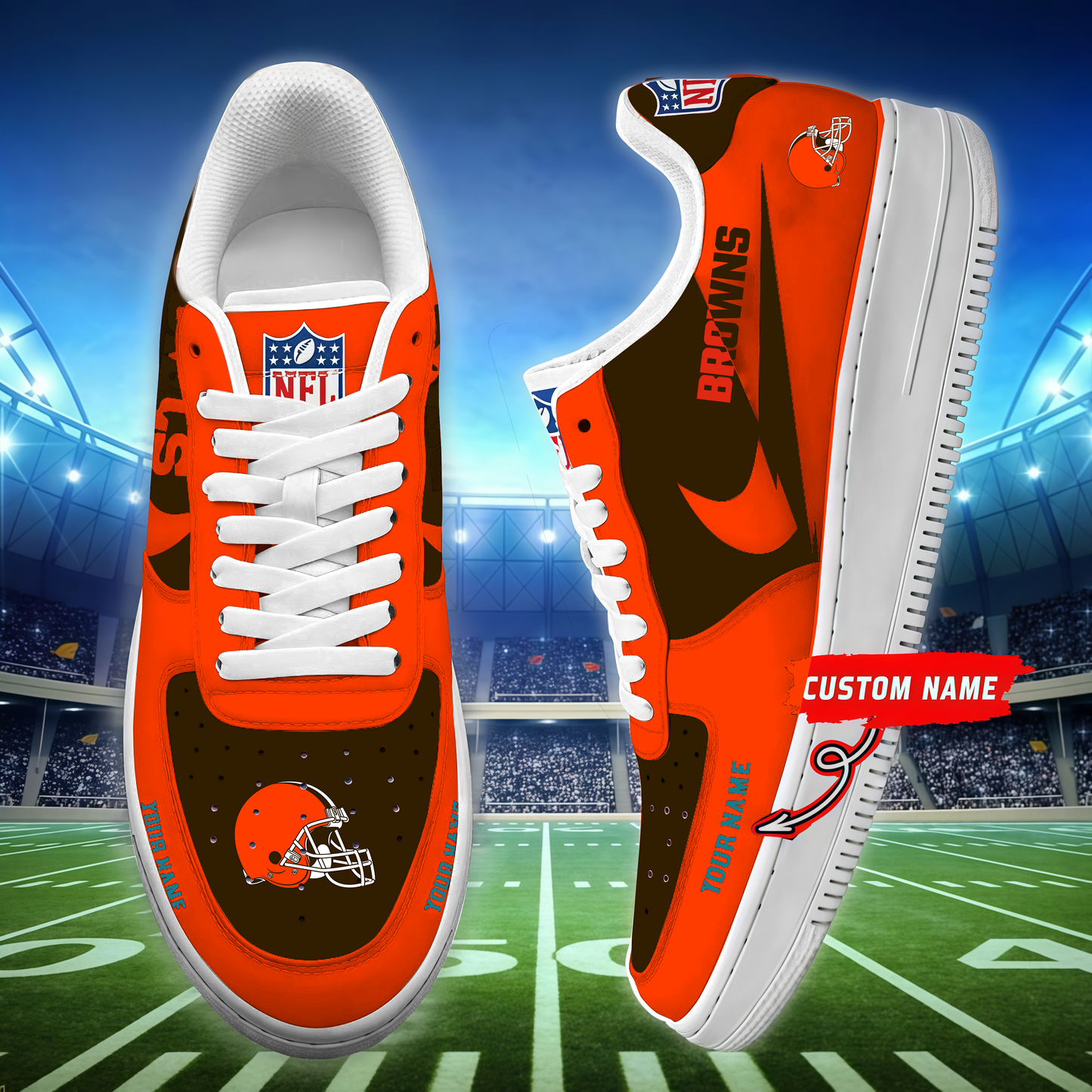 [SPECIAL OFFER] NEW CUSTOMIZED NFL29 CLB CLEVELAND BROWNS AF1 SNEAKERS