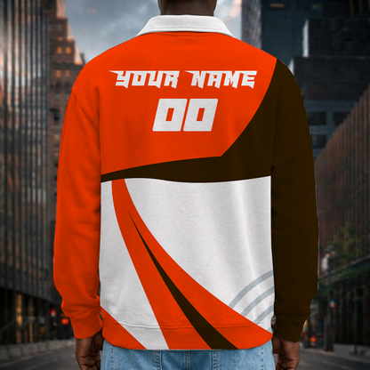 [SPECIAL OFFER] NEW CUSTOMIZED NFL29 CLB CLEVELAND KHAKIS LONG SLEEVE POLO SHIRT