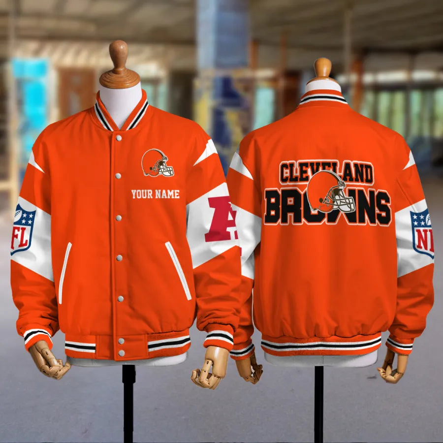 [HOT DEAL] NEW CUSTOMIZED NFL29 CLB CLEVELAND BROWNS SATIN VARSITY & BASEBALL JACKET