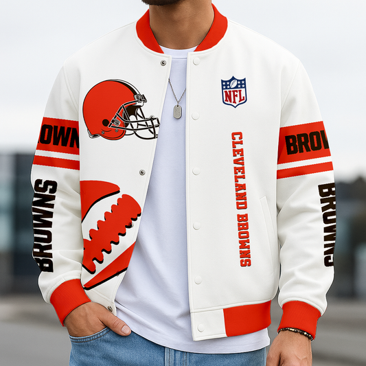 LIMITED EDITION - NEW CUSTOMIZED NFL29 CLB CLEVELAND BROWNS BASEBALL JACKET