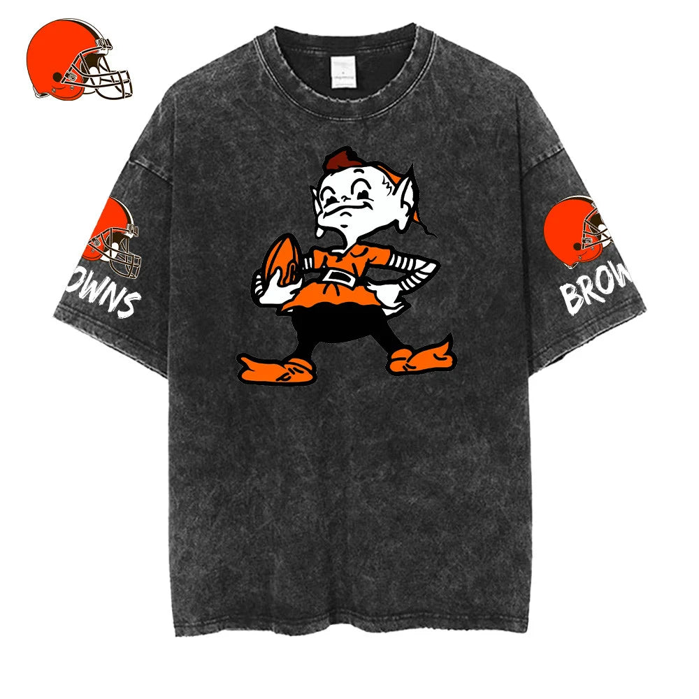 [SPECIAL OFFER] NEW CUSTOMIZED NFL29 CLB CLEVELAND BROWNS MULTICOLOR WASHED TEE