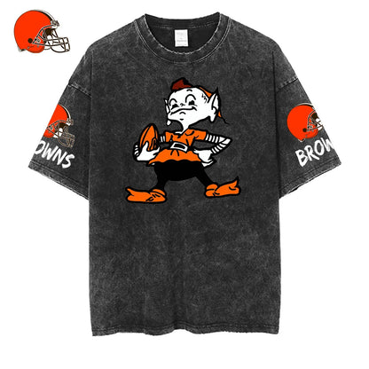 [SPECIAL OFFER] NEW CUSTOMIZED NFL29 CLB CLEVELAND BROWNS MULTICOLOR WASHED TEE