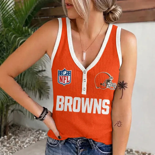 [SPECIAL OFFER] NEW CUSTOMIZED NFL29 CLB CLEVELAND BROWNS WOMEN'S V-NECK TANK TOP