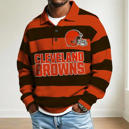 LIMITED EDITION - NEW CUSTOMIZED NFL29 CL BROWNS MEN LONG SLEEVE POLO SHIRT