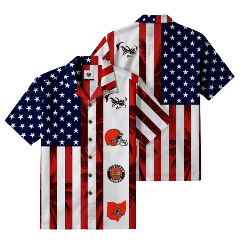 LIMITED EDITION - NEW CUSTOMIZED NFL29 CLB CLEVELAND BROWNS PATRIOTIC 250 USA HAWAIIAN SHIRT