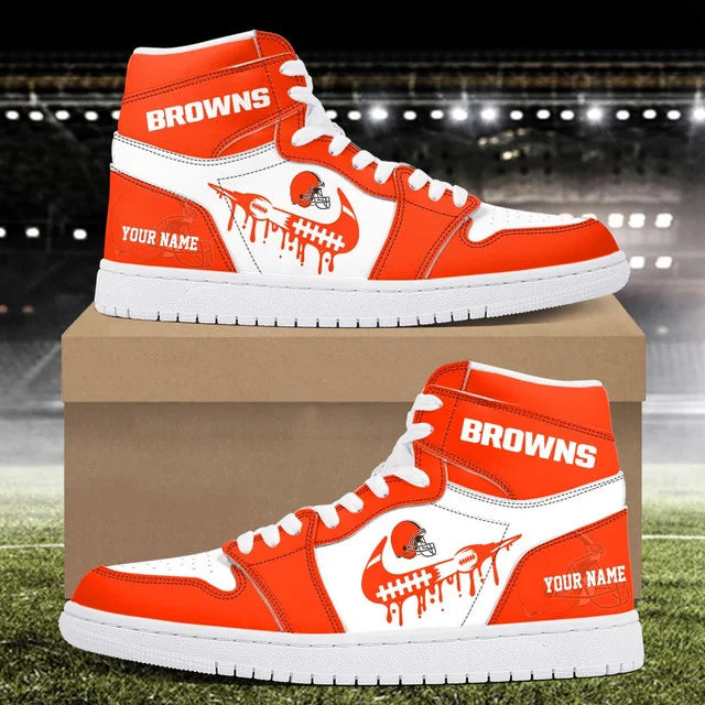 LIMITED EDITION - NEW CUSTOMIZED NFL29 CLB CLEVELAND BROWNS AIR JORDAN SNEAKERS