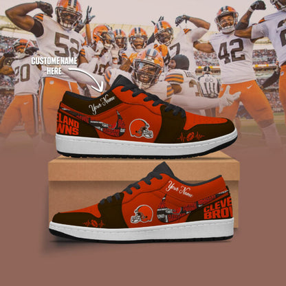 [SPECIAL OFFER] NEW CUSTOMIZED NFL29 CLB CLEVELAND BROWNS AIR JORDAN LOW SHOES