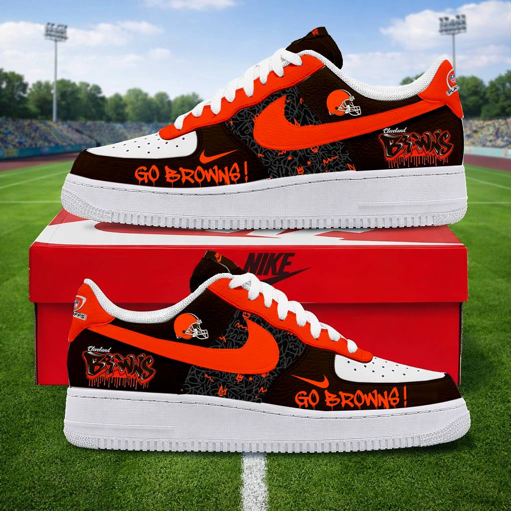LIMITED EDITION - NEW CUSTOMIZED NFL29 CLB CLEVELAND BROWNS AF1 SNEAKERS