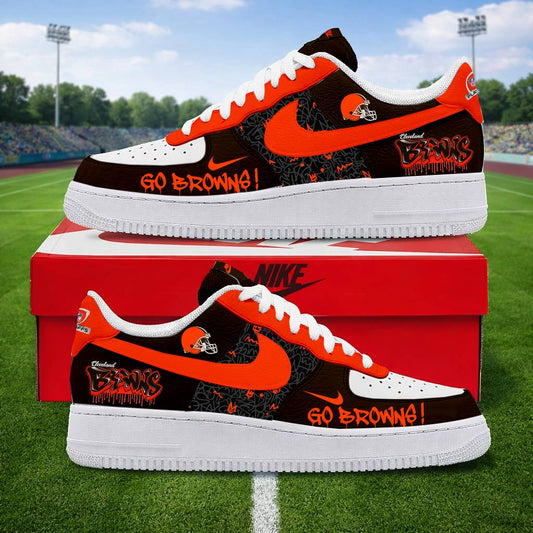 LIMITED EDITION - NEW CUSTOMIZED NFL29 CLB CLEVELAND BROWNS AF1 SNEAKERS
