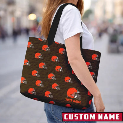 LIMITED EDITION - NEW CUSTOMIZED NFL29 CC BROWNS QUILTED TOTE BAG