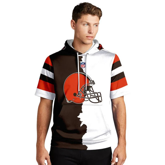 LIMITED EDITION - NEW CUSTOMIZED NFL29 CLB CLEVELAND BROWNS SHORT SLEEVE HOODIE T-SHIRT
