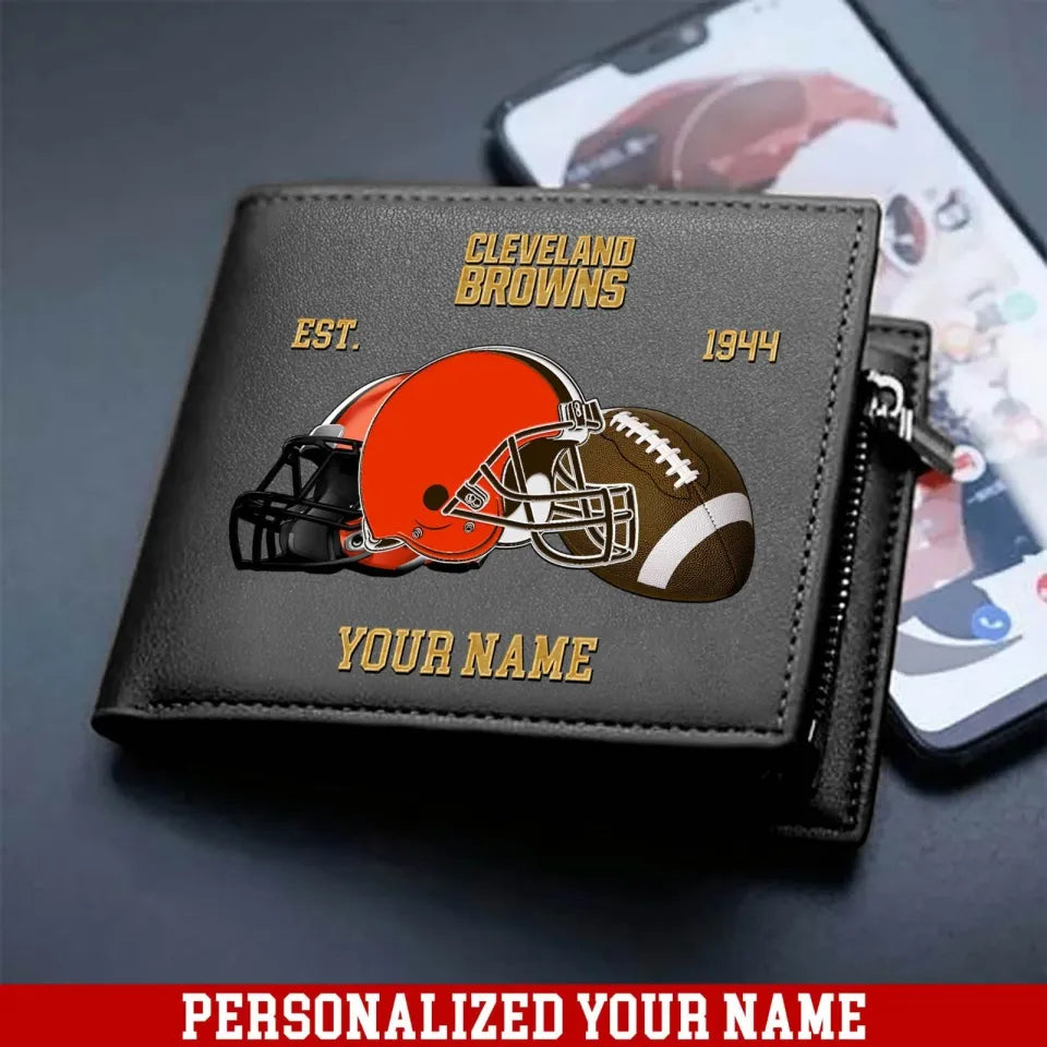 LIMITED EDITION - NEW CUSTOMIZED NFL29 CLB CLEVELAND BROWNS LEATHER WALLET