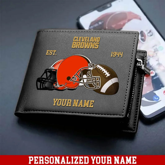 LIMITED EDITION - NEW CUSTOMIZED NFL29 CLB CLEVELAND BROWNS LEATHER WALLET