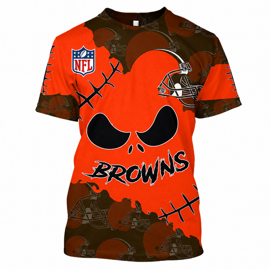 LIMITED EDITION - NEW CUSTOMIZED NFL29 CLB CLEVELAND BROWNS HALLOWEEN SKULL APPAREL FOR FANS
