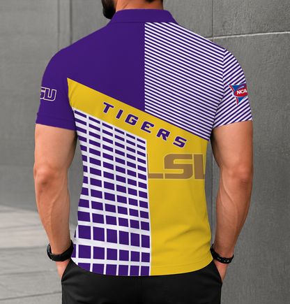 VIRAL EDITION - NEW CUSTOMIZED NCAA FBS29 LST LSU TIGERS POLO SHIRT