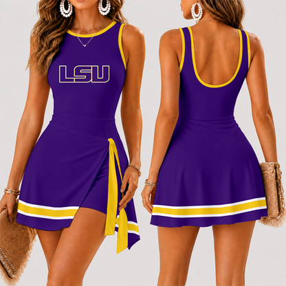 [FAN FAVORITE] NEW CUSTOMIZED NCAA FBS29 LST LSU TIGERS WOMEN'S SUMMER SKORT DRESS