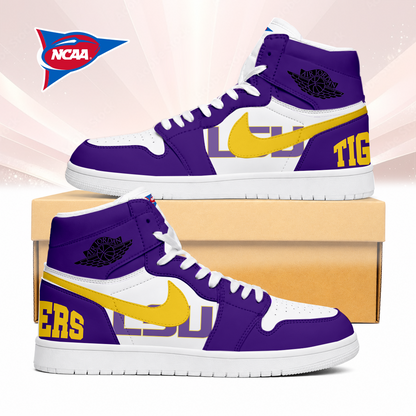 LIMITED EDITION - NEW CUSTOMIZED NCAA FBS29 LST LSU TIGERS AIR JORDAN SNEAKERS