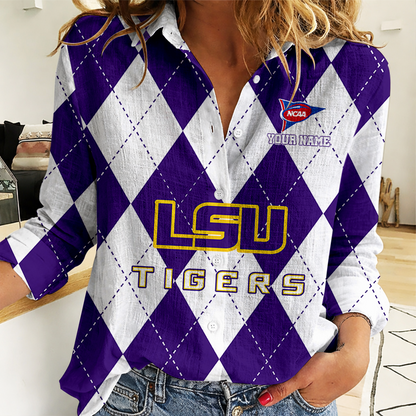 LIMITED DROP - NEW CUSTOMIZED | NCAA FBS29 LST LSU TIGERS WOMEN CASUAL SHIRT FOR FAN