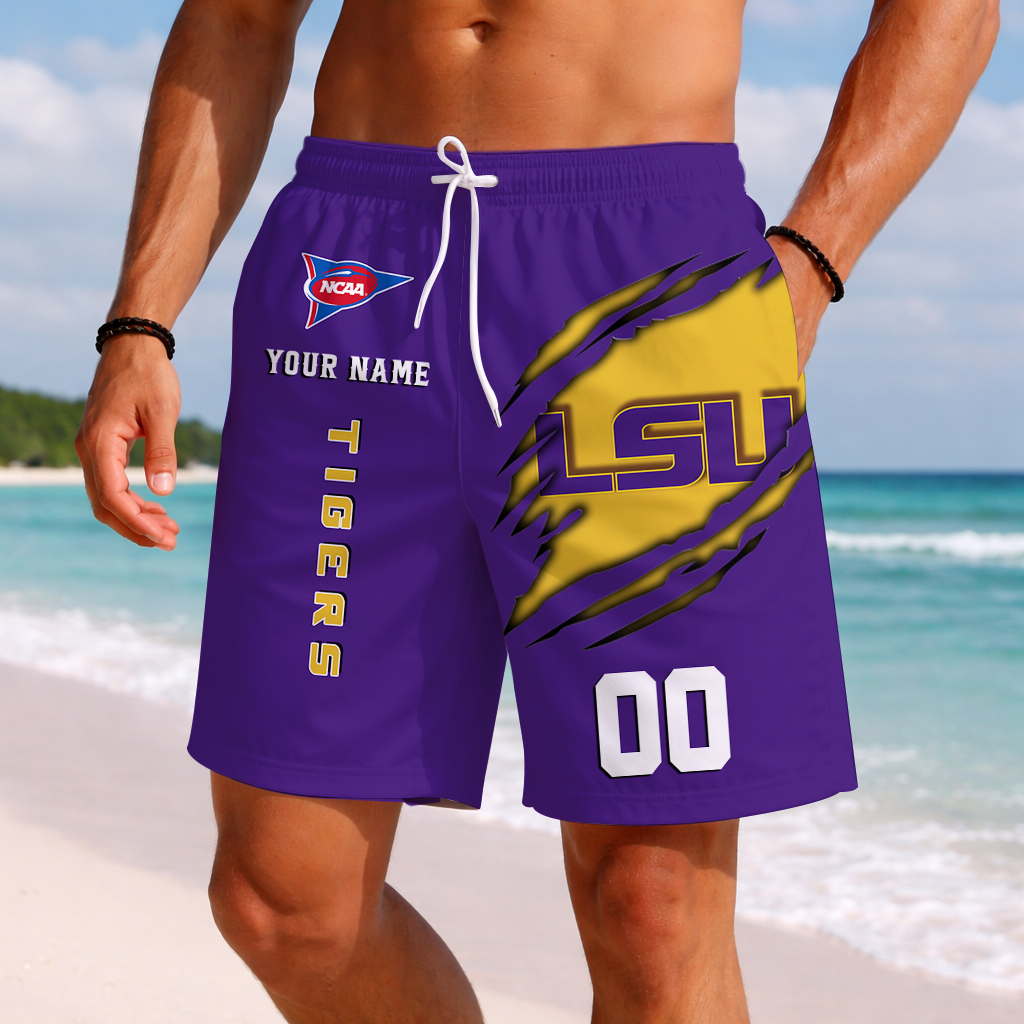 LIMITED EDITION - NEW CUSTOMIZED NCAA FBS29 LST LSU TIGERS SHORT PANTS
