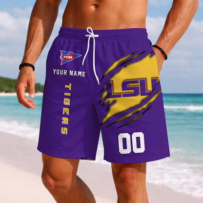 LIMITED EDITION - NEW CUSTOMIZED NCAA FBS29 LST LSU TIGERS SHORT PANTS