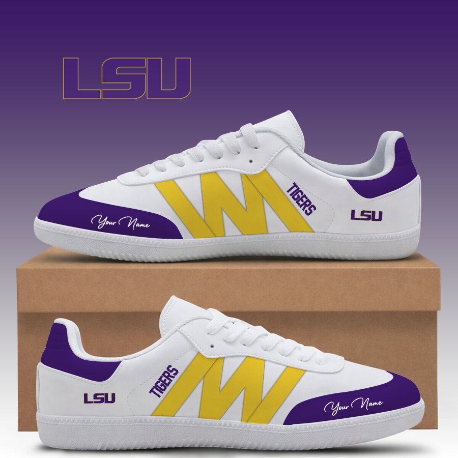 [FAN FAVORITE] NEW CUSTOMIZED NCAA FBS29 LST LSU TIGERS CLASSIC SNEAKERS