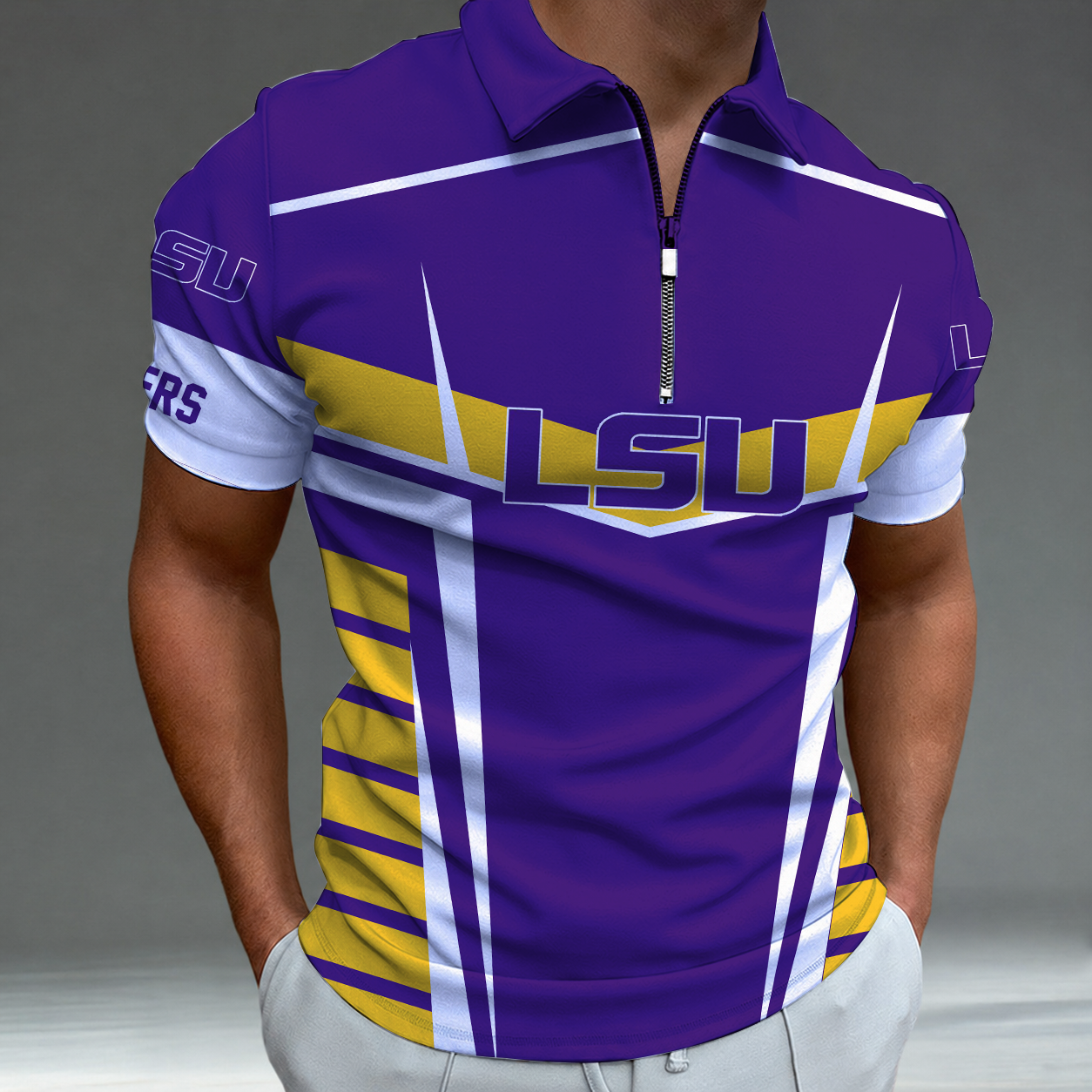 [FAN FAVORITE] NEW CUSTOMIZED NCAA FBS29 LST LSU TIGERS POLO SHIRT