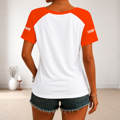 [SPECIAL OFFER] NEW CUSTOMIZED NFL29 CLB CLEVELAND BROWNS V-NECK FEMALE SHIRT