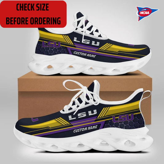 ELITE EDITION - NEW CUSTOMIZED NCAA FBS29 LST LSU TIGERS CLUNKY SNEAKERS