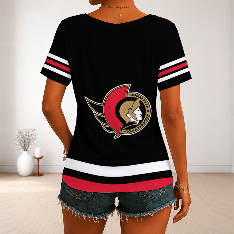 [SUPER SALE] NEW CUSTOMIZED NHL29 OSN OTTAWA SENATORS V-NECK FEMALE SHIRT